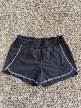 Athleta Black Women's Athletic Shorts with Reflective Trim - Size Medium
